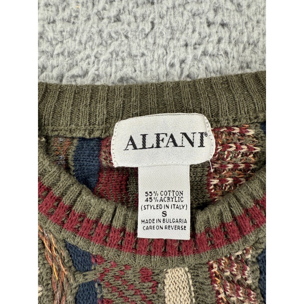 Vintage 80s 90s 3D Thick Texture Cable Abstract Grunge Hip Hop Sweater Small - Picture 10 of 13
